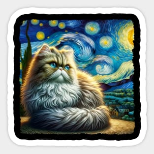 Ragamuffin Starry Night Inspired - Artistic Cat Sticker